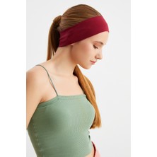 Butikgiz Bordo Kadın Pamuklu Penye, Kaymaz, Terletmez, Ultra Hafif, Spor Saç Bandı Bandana