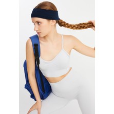 Butikgiz Lacivert Kadın Pamuklu Penye, Kaymaz, Terletmez, Ultra Hafif, Spor Saç Bandı Bandana