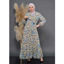 Jud Fashion Yaprak ve Çiçek Desenli Elbise