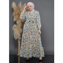 Jud Fashion Yaprak ve Çiçek Desenli Elbise