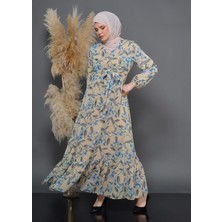 Jud Fashion Yaprak ve Çiçek Desenli Elbise