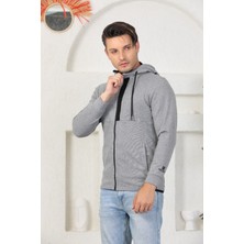 Cape Davis Erkek Gri Fermuarlı Kapüşonlu Sweatshirt