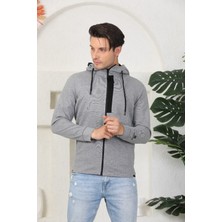 Cape Davis Erkek Gri Fermuarlı Kapüşonlu Sweatshirt