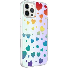 Kılıfmania Apple iPhone 12 Pro Kapak Kalp Desenli Fosforlu Silikon Kılıf