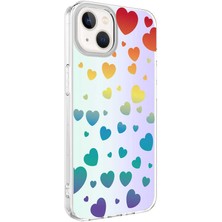 Kılıfmania Apple iPhone 13 Kapak Kalp Desenli Fosforlu Silikon Kılıf