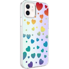 Kılıfmania Apple iPhone 12 Kapak Kalp Desenli Fosforlu Silikon Kılıf