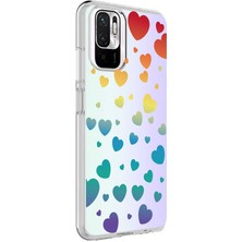 Kılıfmania Xiaomi Redmi Note 10S Kapak Kalp Desenli Fosforlu Silikon Kılıf