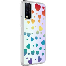 Kılıfmania Vivo Y20S Kapak Kalp Desenli Fosforlu Silikon Kılıf