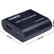 Gplus FHD6014 60 Metre HDMI Extender Alıcı Verici Yeni Nesil Tx Rx CAT5E/6 Ethernet Transmitter Receiver