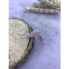 Nsa Silver Nsa Gümüş Pembe Kuvars Taşlı Gümüş Yüzük 925 Ayar Orijinal Taş