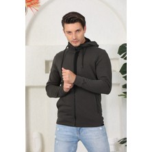 Cape Davis Erkek Haki Fermuarlı Kapüşonlu Sweatshirt
