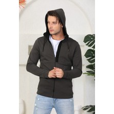 Cape Davis Erkek Haki Fermuarlı Kapüşonlu Sweatshirt