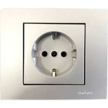 Ovivo Grano Metallıc Topraklı Priz Silver