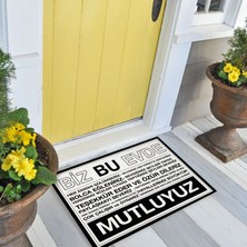 Hediyesepeti Hediye Sepeti Biz Bu Evde Mutluyuz Mottolu Kapı Önü Paspası