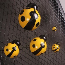 Royal Love 6x Sevimli Demir Ladybird Duvar Asma Lady Bug Açık Bahçe Dekoru Sarı (Yurt Dışından)