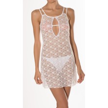 Miorre Sırtı Çapraz Askılı Biye Detaylı Dantel Gecelik