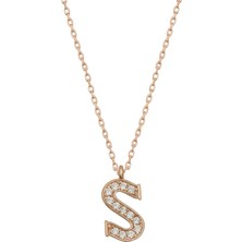Inure Jewelry Gümüş Rose S Harfi Kadın Kolye
