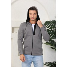 Cape Davis Erkek Antrasit Melanj Fermuarlı Kapüşonlu Sweatshirt