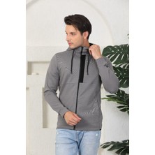 Cape Davis Erkek Antrasit Melanj Fermuarlı Kapüşonlu Sweatshirt