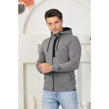 Cape Davis Erkek Antrasit Melanj Fermuarlı Kapüşonlu Sweatshirt