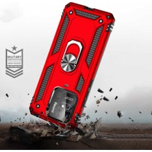 Case 4U Xiaomi Redmi 10c Kılıf Çift Katmanlı Yüzüklü Manyetik Vega Kapak Mavi