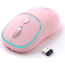 Shenzhen Xin Xin 2.4g Taşınabilir USB Bilgisayar Şarj Edilebilir Kablosuz Sessiz Fare - Pembe (Yurt Dışından)