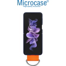 Microcase Samsung Z Flip 3 Parmak Tutuculu Kayış Askılı Plastik Kılıf - AL3007 Lacivert