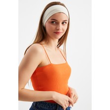 Butikgiz Bej Kadın Pamuklu Penye, Kaymaz, Terletmez, Ultra Hafif, Spor Saç Bandı Bandana