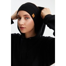 Butikgiz Siyah Kadın Pamuklu Termal, Kaymaz, Terletmez, Ultra Hafif, Spor Saç Bandı Bandana