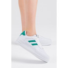 Tonny Black Unisex Beyaz Yeşil Yanı Çizgili Bağcıklı Rahat Kalıp Sneaker