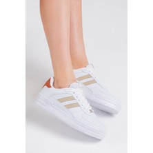 Tonny Black Unisex Beyaz Bej Yanı Çizgili Sneaker Düz Tabanlı Kalıp Ayakkabı