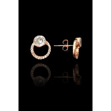 Doğan Silver 925 Ayar Gümüş Tektaş Rose Küpe 21487