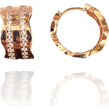 Doğan Silver 925 Ayar Gümüş Taşlı Rose Halka Küpe 21498