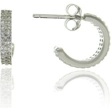 Doğan Silver Kadın 12 mm Zirkon Taşlı Yarım Halka Gümüş Küpe DGN20420