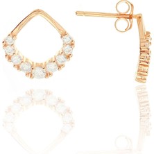 Doğan Silver Kadın Zirkon Taşlı Rose Gümüş Küpe DGN20387