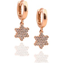 Doğan Silver Gümüş Rose Zirkon Taşlı Yıldız Model Trend Halka Küpe DGN21194