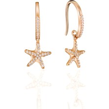 Doğan Silver Gümüş Rose Deniz Yıldzı Model Zirkon Taşlı Trend Küpe DGN21171