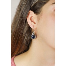 Doğan Silver Mavi Safir Taşlı Çiçek Modeli Otantik Gümüş Küpe DGN21061