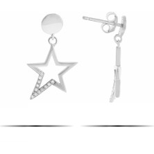 Doğan Silver Kadın Gümüş Kutup Yıldızı Küpe- Rodyumlu DGN20650