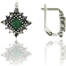 Doğan Silver Kadın Gümüş Markazit ve Kök Zümrüt Taşlı J Modeli Küpe DGN20398