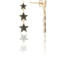 Doğan Silver Kadın Onix Taşlı Kayan Yıldız Modeli Rose Gümüş Küpe DGN20390