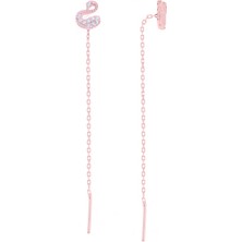 Doğan Silver Gümüş Rose Kuğu Gümüş Küpe 8 cm DGN20941