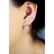 Doğan Silver Kadın Zirkon Taşlı Yıldızlı Model Rose Gümüş Küpe DGN20367