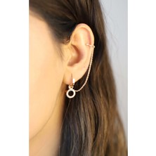 Doğan Silver Kadın Gümüş Zirkon Taşlı Zincirli Halka Model Rose Küpe DGN20220