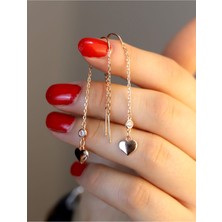 Doğan Silver Kadın Gümüş Kalpli Zincirli Küpe DGN20197