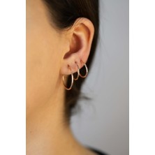 Doğan Silver 925 Ayar Gümüş Üçü Bir Arada Tek Kulak Rose Halka Küpe DGN20163