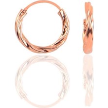 Doğan Silver Gümüş Rose 14 mm Mini Burgu Modeli Halka Küpe DGN20925