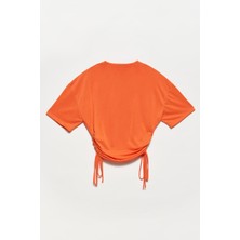 Dilvin Yan Bağcıklı Tshirt-Turuncu