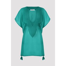 Penti Turkuaz Püskül Detaylı Basic Kaftan