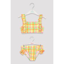 Penti Neon Renkli Kız Çocuk Gingham Kare Desenli Bikini Takımı